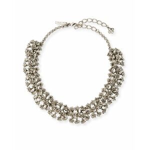 NWT $690 AUTH OSCAR DE LA RENTA‎ SILVER MINI FLOWER NECKLACE MADE IN US